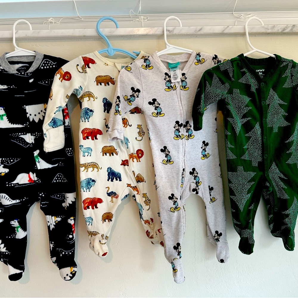 4 PJ ONESIES - 3-6 months! 4-PACK!